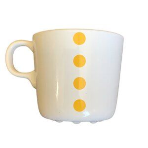 IKEA Ungdom White Ceramic Mug Yellow Polka Dots 3” Tall Replacement